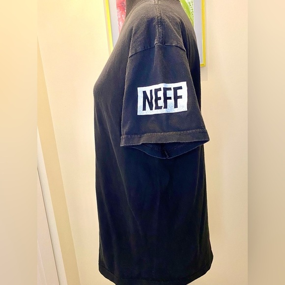 Neff X Disney Mickey Mouse  collab tee in black. Colorful neon graphic & sleeve - Picture 2 of 7